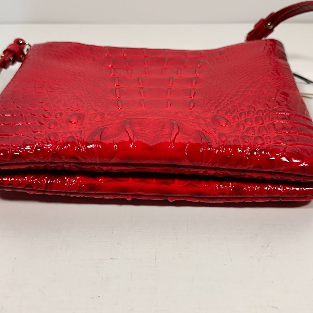 Brahmin Macy's Exclusive Perri Croc Embossed Red Leather Crossbody Bag / New - Picture 5 of 9